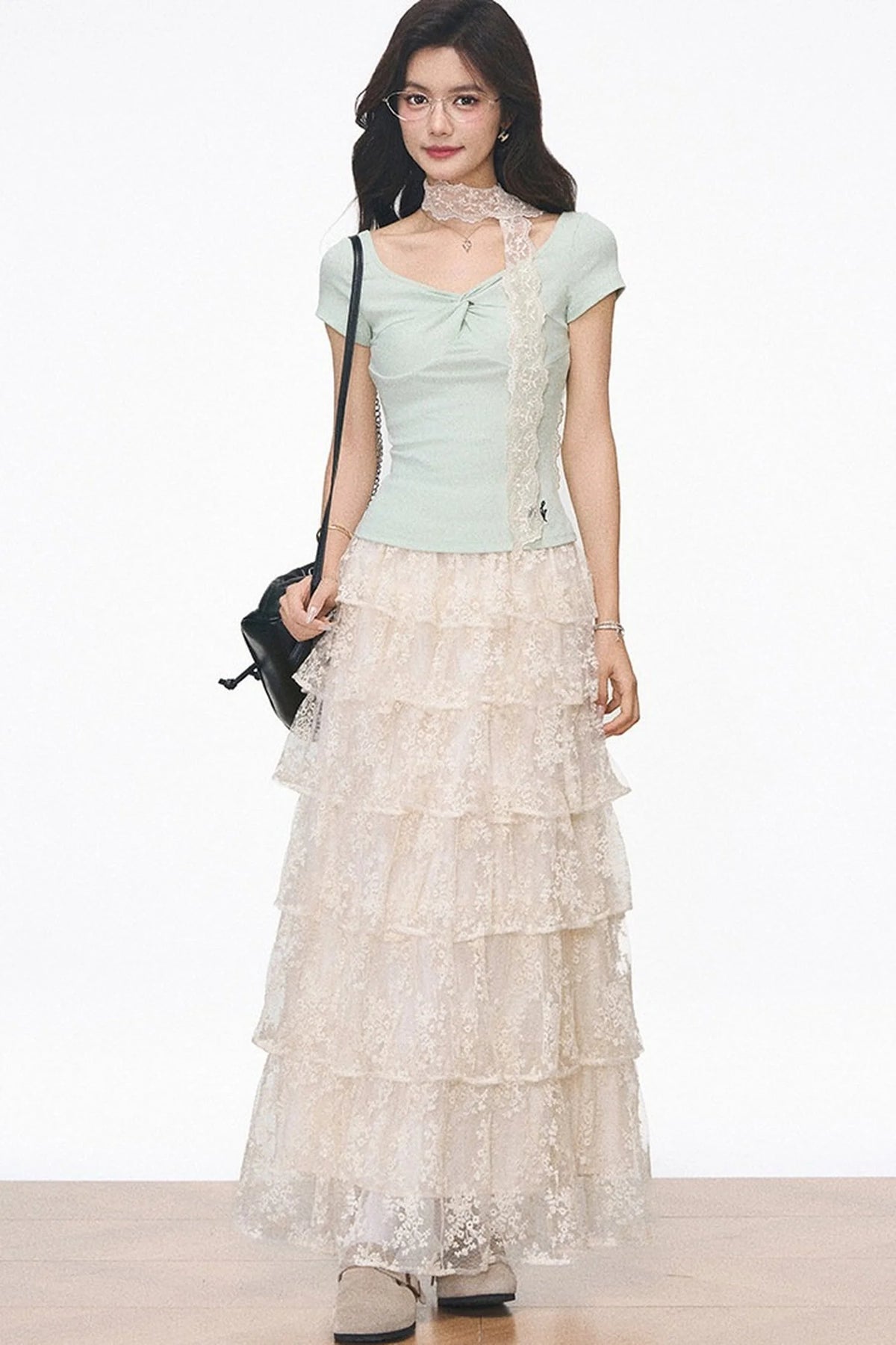 Knitted Lace Top and Skirt Set-Up