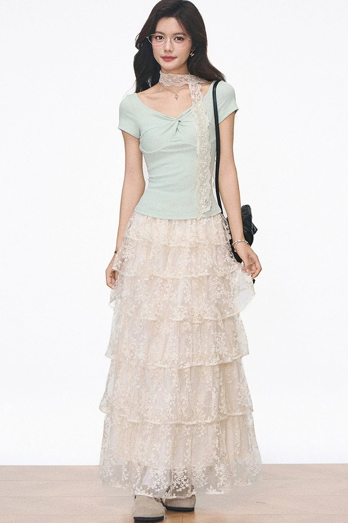 Knitted Lace Top and Skirt Set-Up