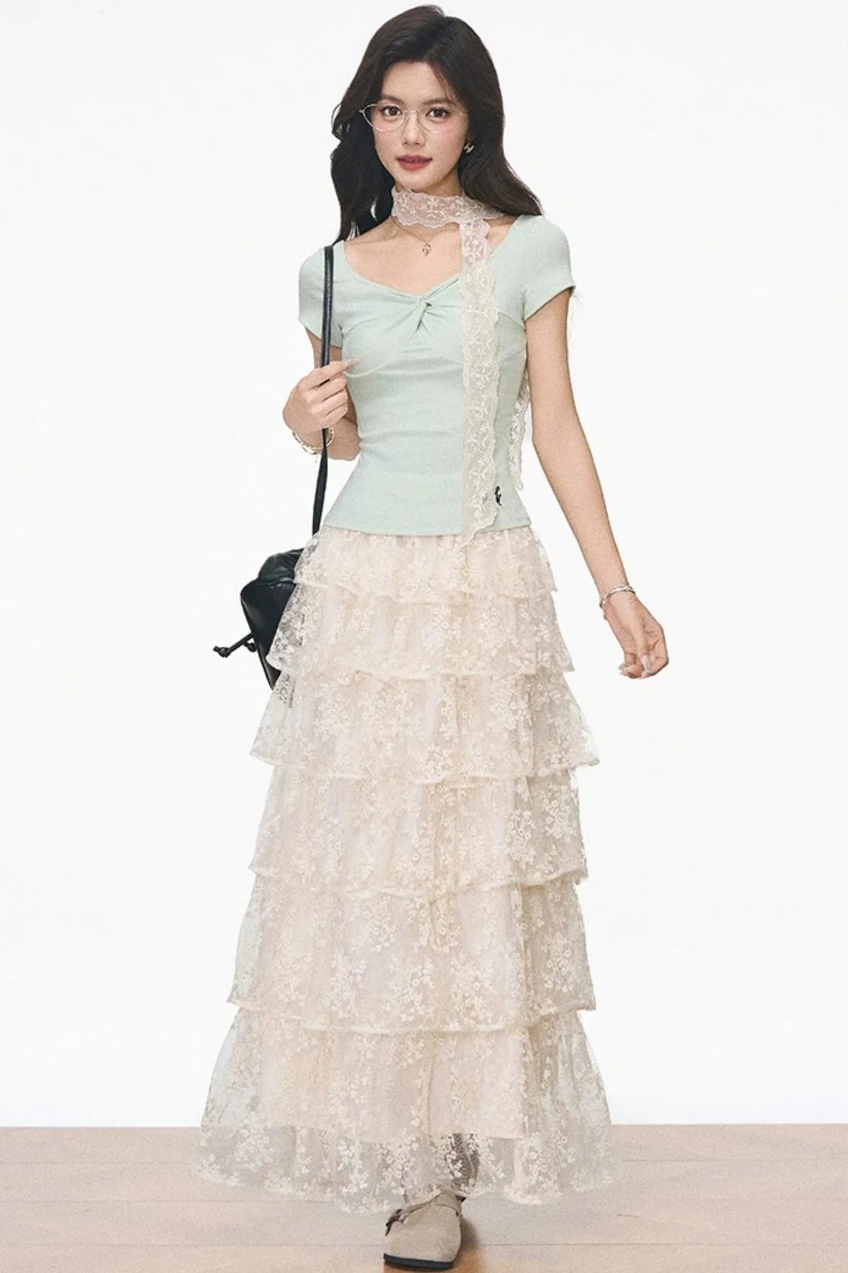 Knitted Lace Top and Skirt Set-Up