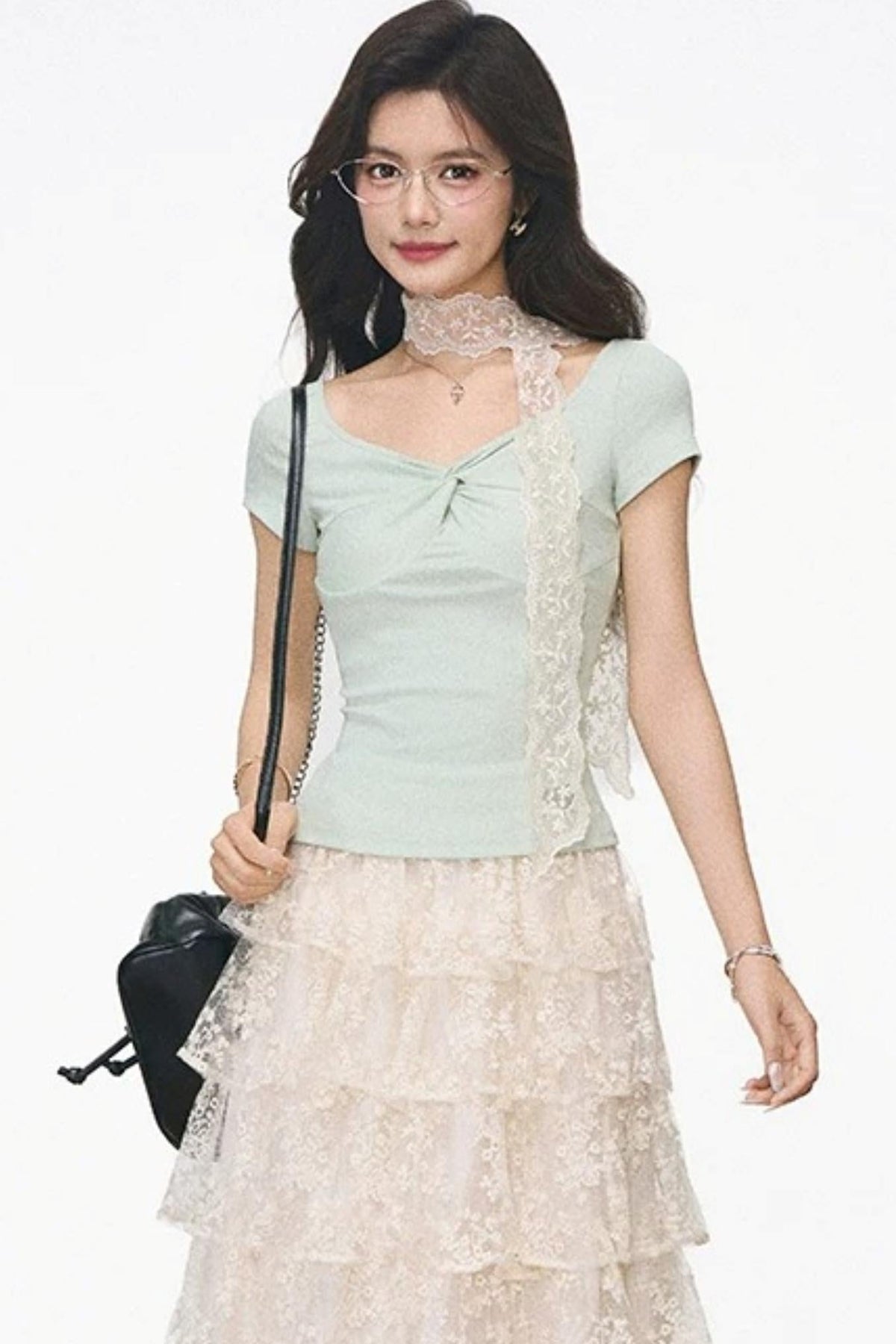 Knitted Lace Top and Skirt Set-Up