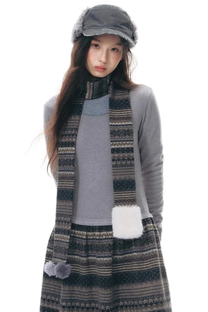Knitted Patchwork Slim Dress Set-Up