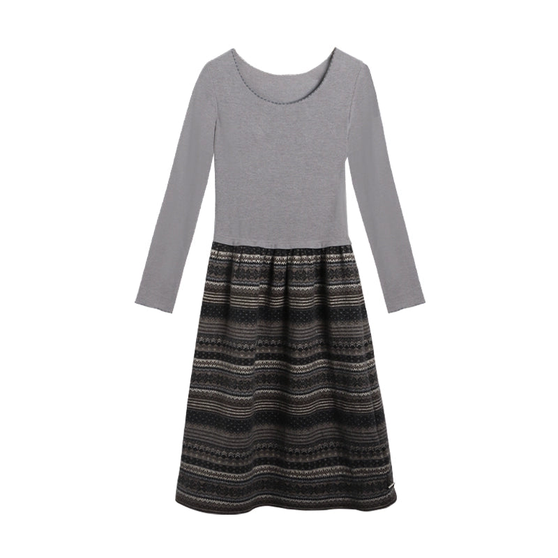 Knitted Patchwork Slim Dress Set-Up