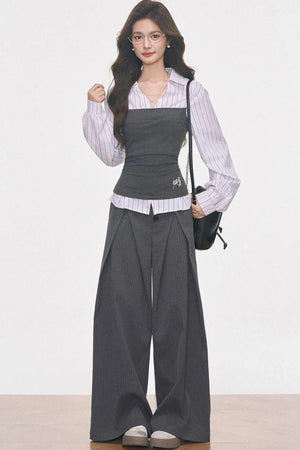 Knitted Patchwork Striped Set-Up