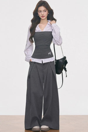 Knitted Patchwork Striped Set-Up