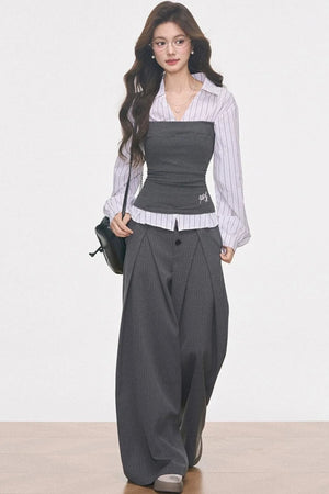 Knitted Patchwork Striped Set-Up
