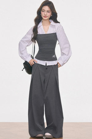 Knitted Patchwork Striped Set-Up