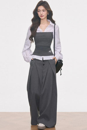 Knitted Patchwork Striped Set-Up
