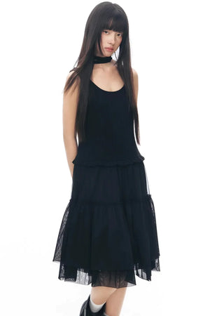 Knitted Patchwork Vest Dress