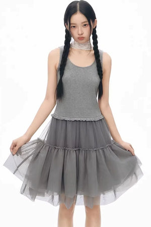 Knitted Patchwork Vest Dress