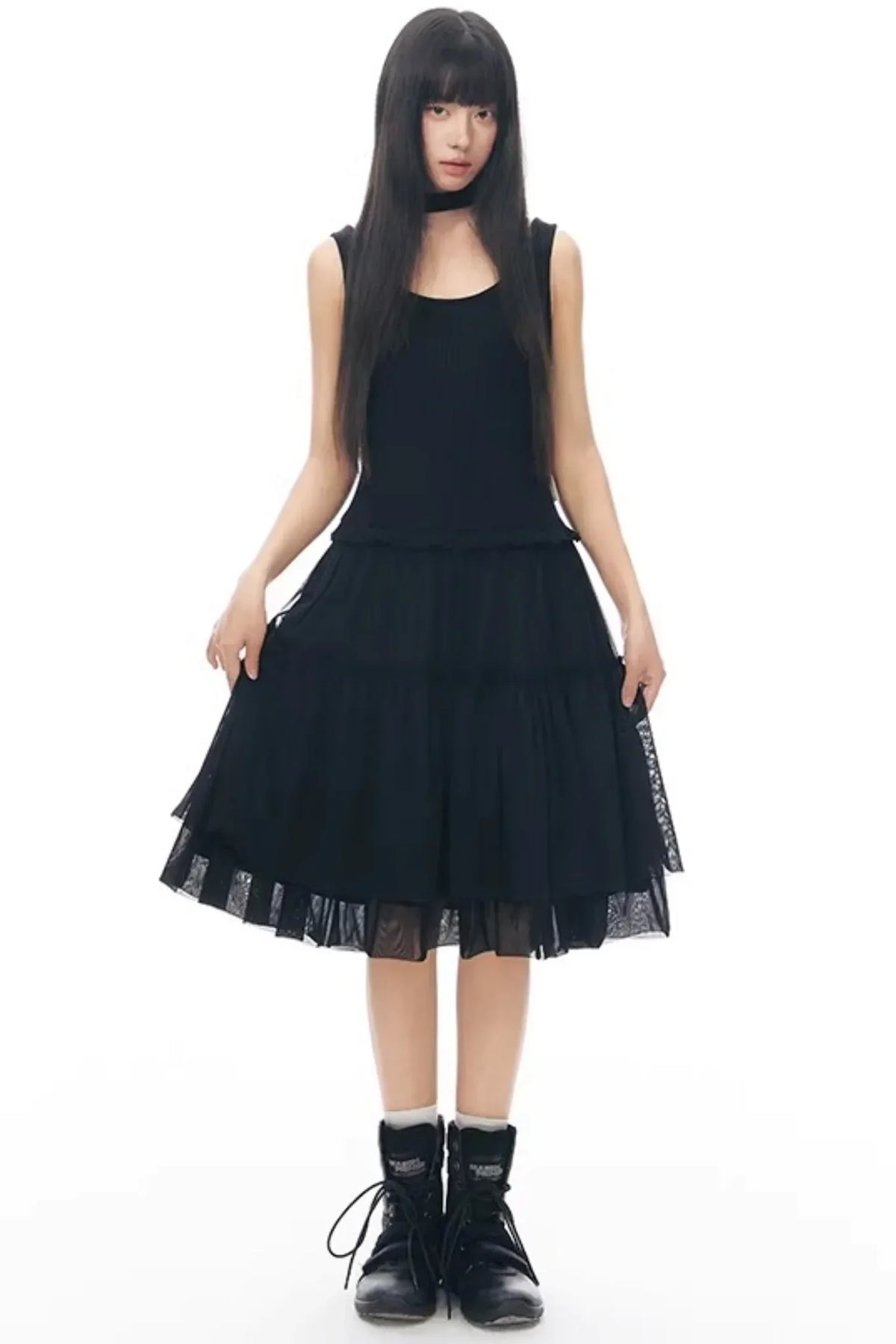 Knitted Patchwork Vest Dress