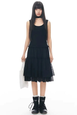 Knitted Patchwork Vest Dress