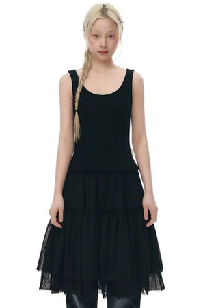 Knitted Patchwork Vest Dress