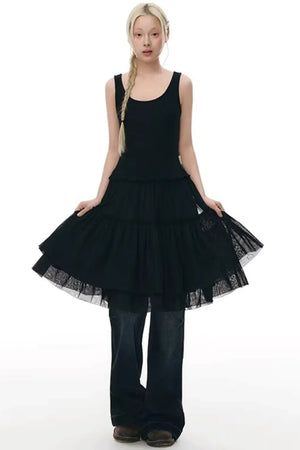 Knitted Patchwork Vest Dress