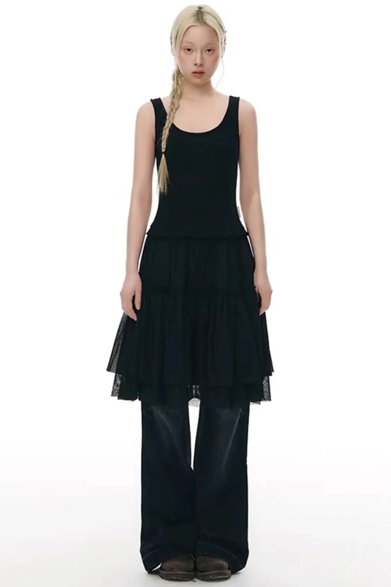 Knitted Patchwork Vest Dress