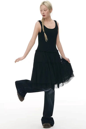 Knitted Patchwork Vest Dress