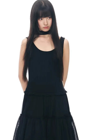 Knitted Patchwork Vest Dress