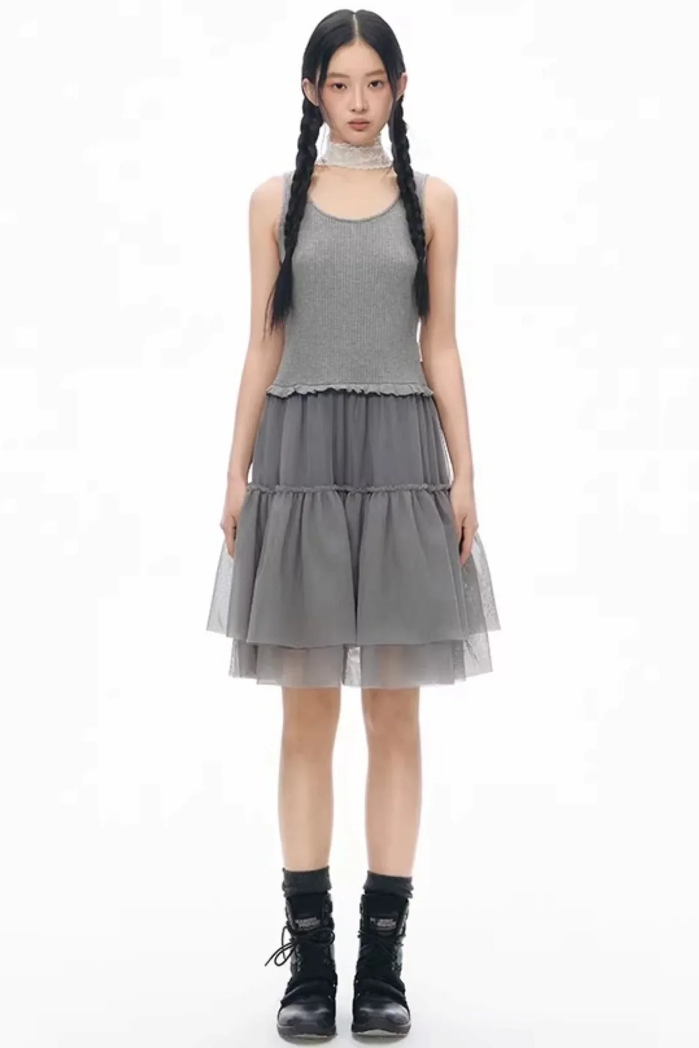 Knitted Patchwork Vest Dress