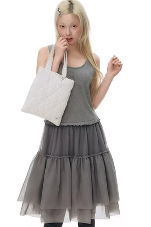 Knitted Patchwork Vest Dress