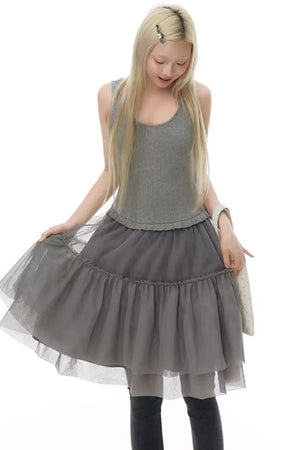Knitted Patchwork Vest Dress