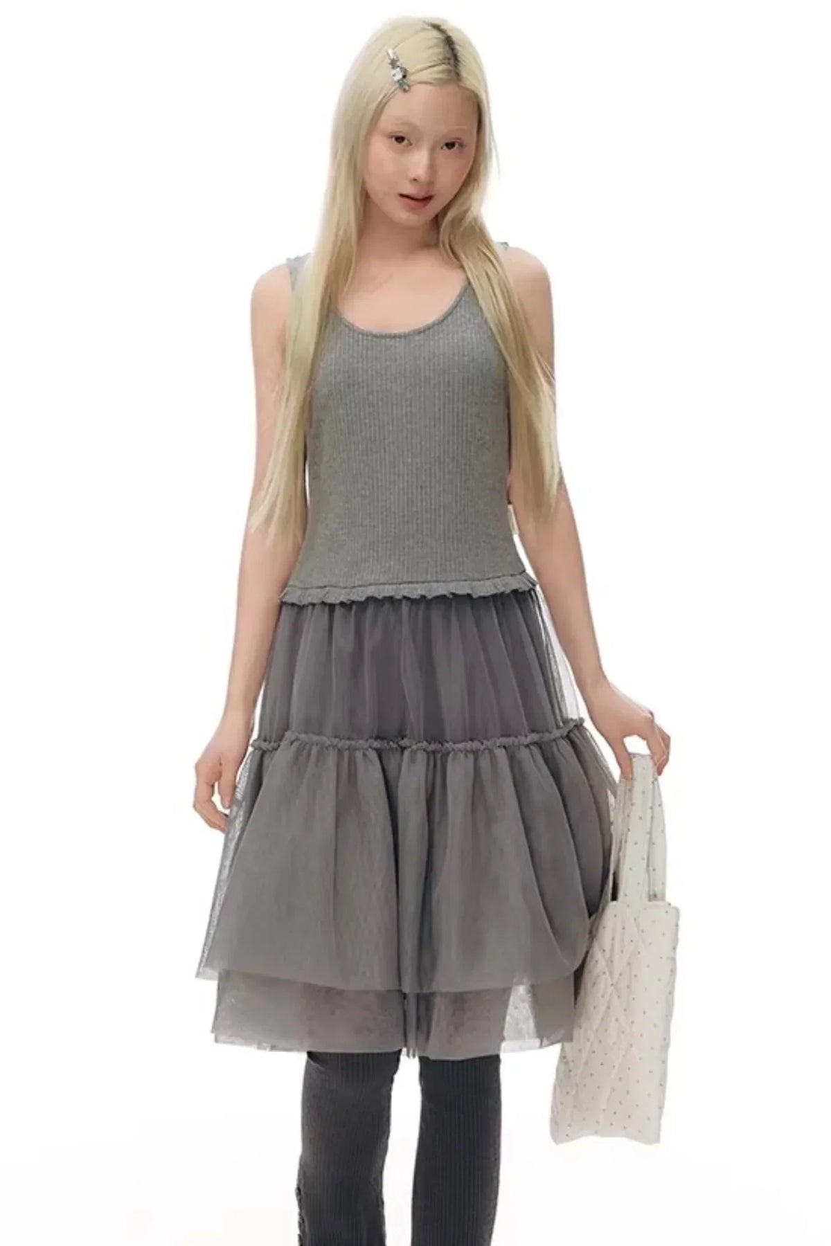 Knitted Patchwork Vest Dress