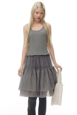 Knitted Patchwork Vest Dress