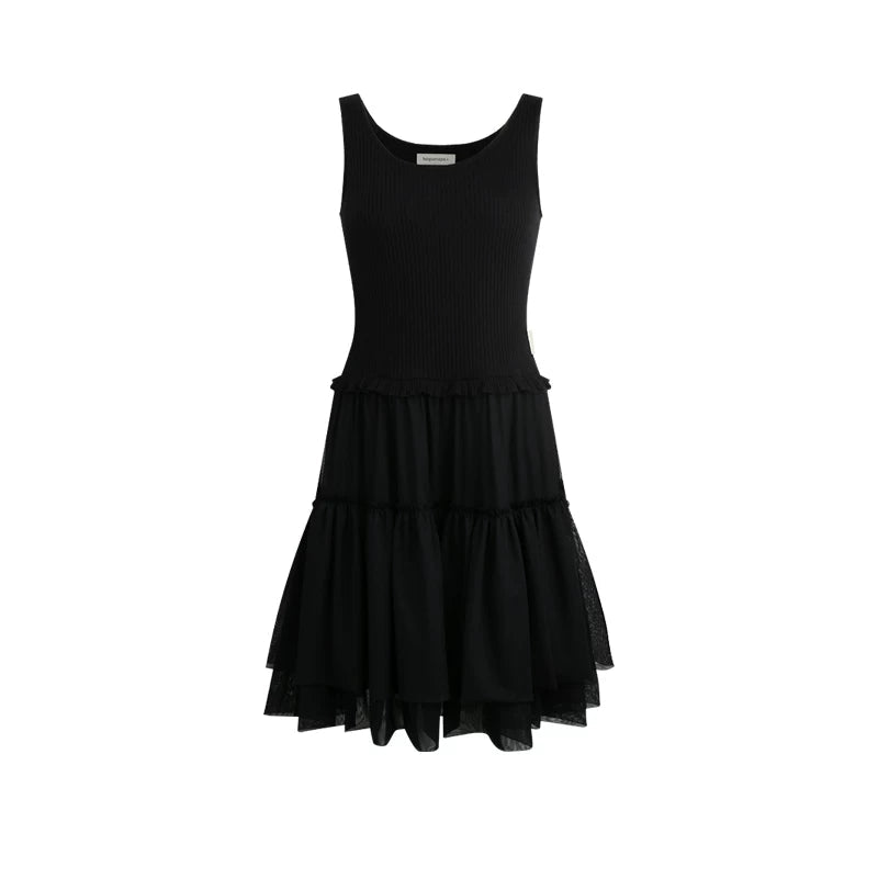 Knitted Patchwork Vest Dress