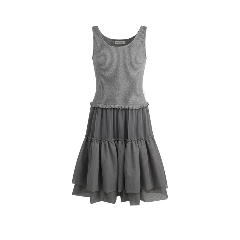 Knitted Patchwork Vest Dress