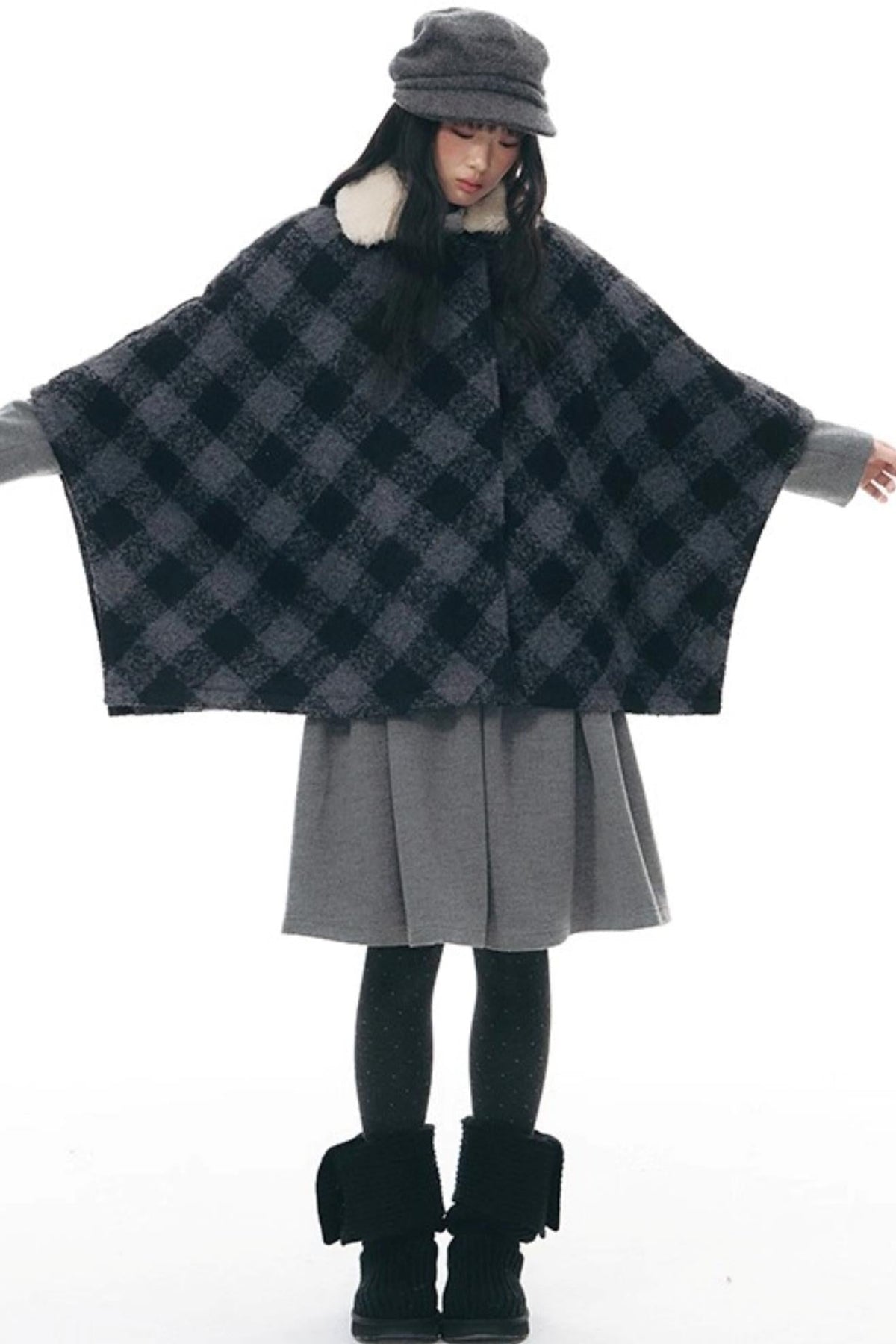 Knitted Scarf Collar Jacket Set-Up
