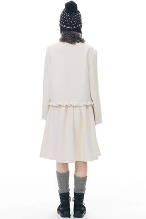 Knitted Scarf Collar Jacket Set-Up