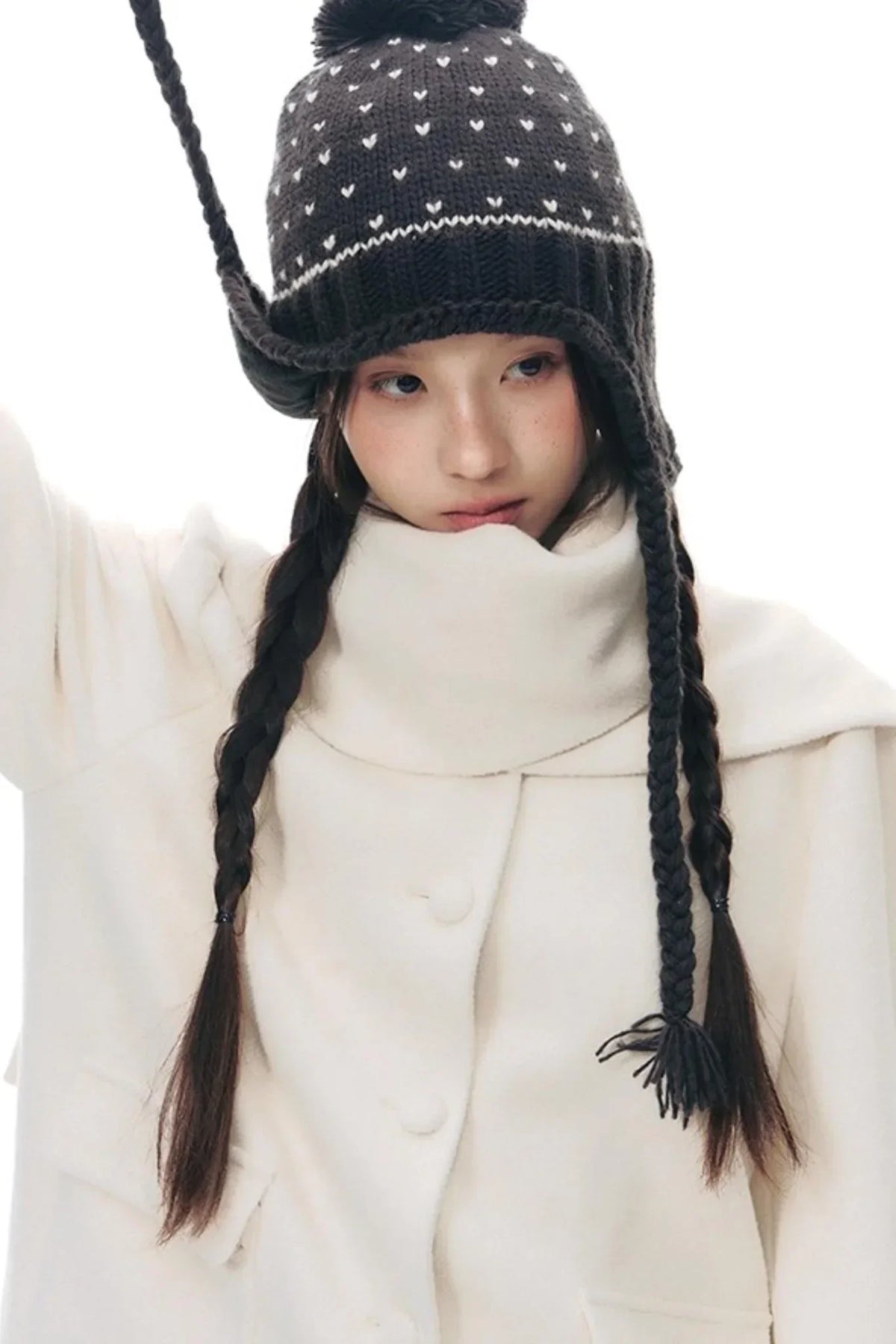 Knitted Scarf Collar Jacket Set-Up