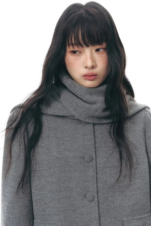 Knitted Scarf Collar Jacket Set-Up