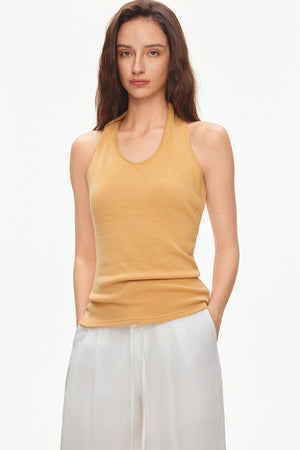 Knotted Halter Knit Top