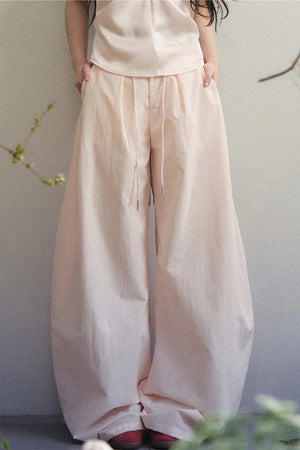 Knotted Halter Top and Satin Wide-Leg Pants Set-Up