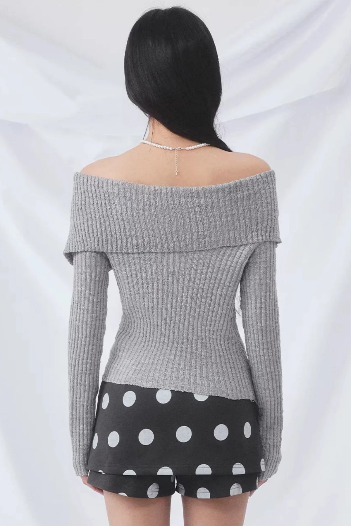 Korean Asymmetrical Knitted Top Set-Up
