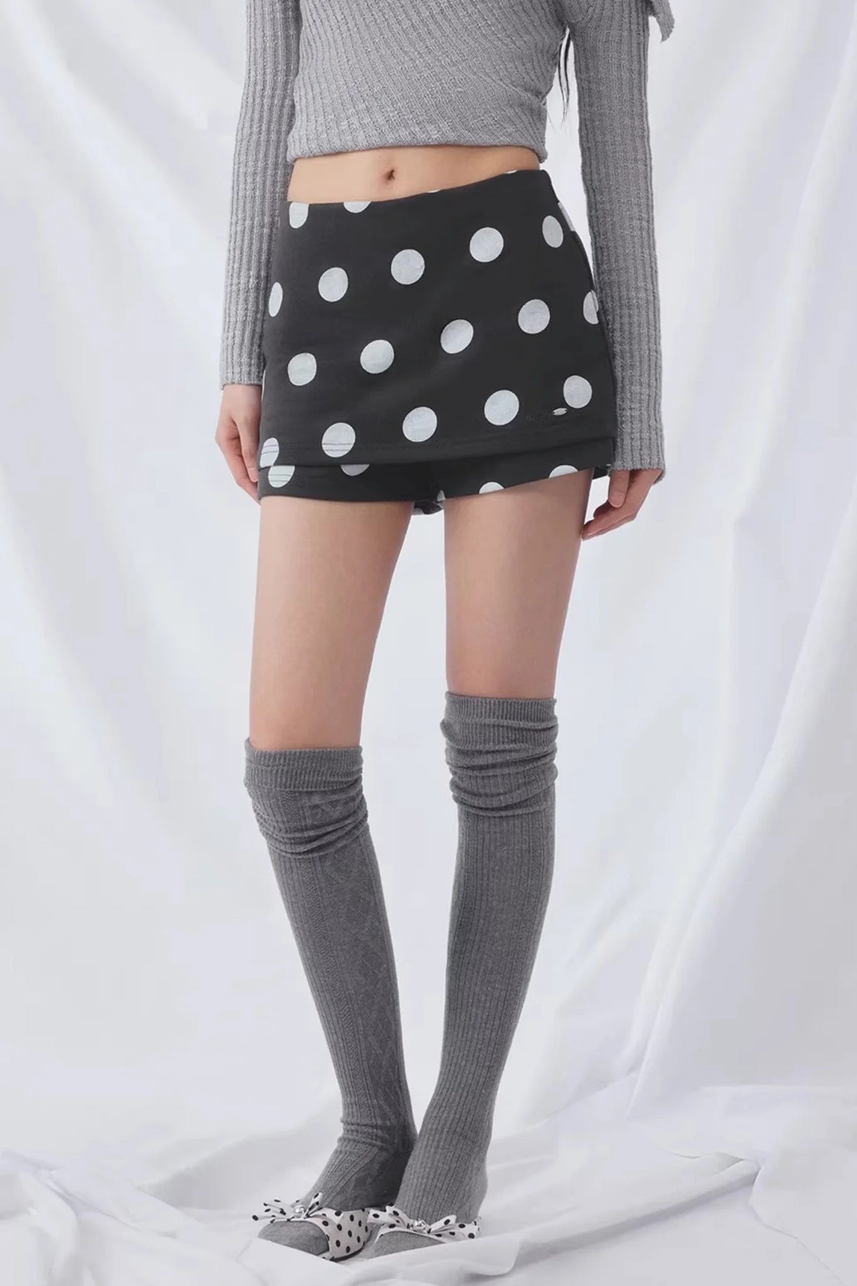 Korean Asymmetrical Knitted Top Set-Up