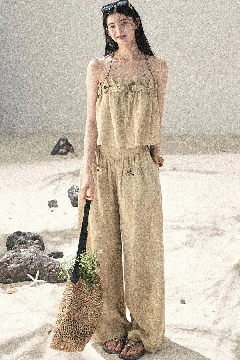 Korean Casual Camisole & Pants Set-Up