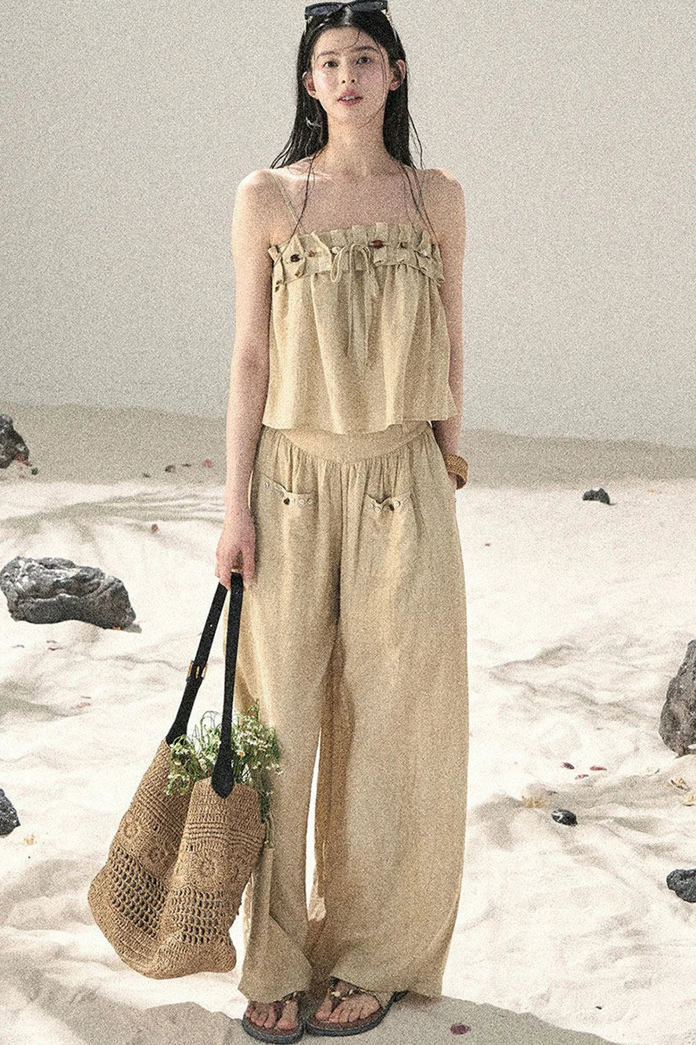 Korean Casual Camisole & Pants Set-Up