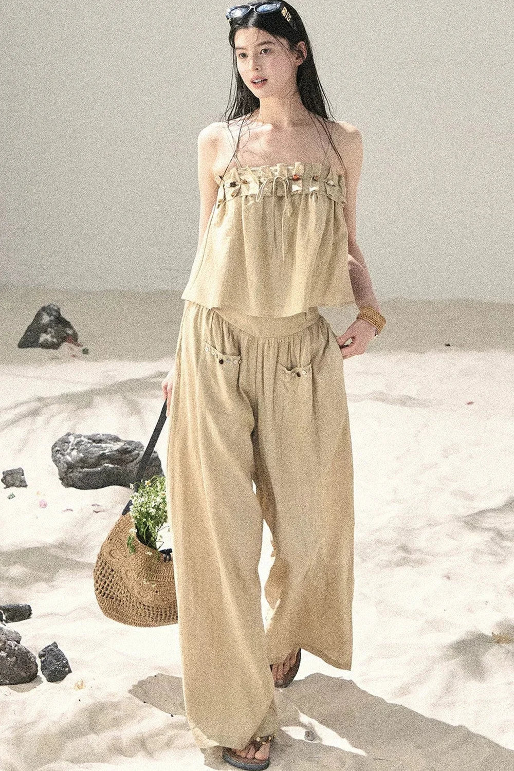 Korean Casual Camisole & Pants Set-Up