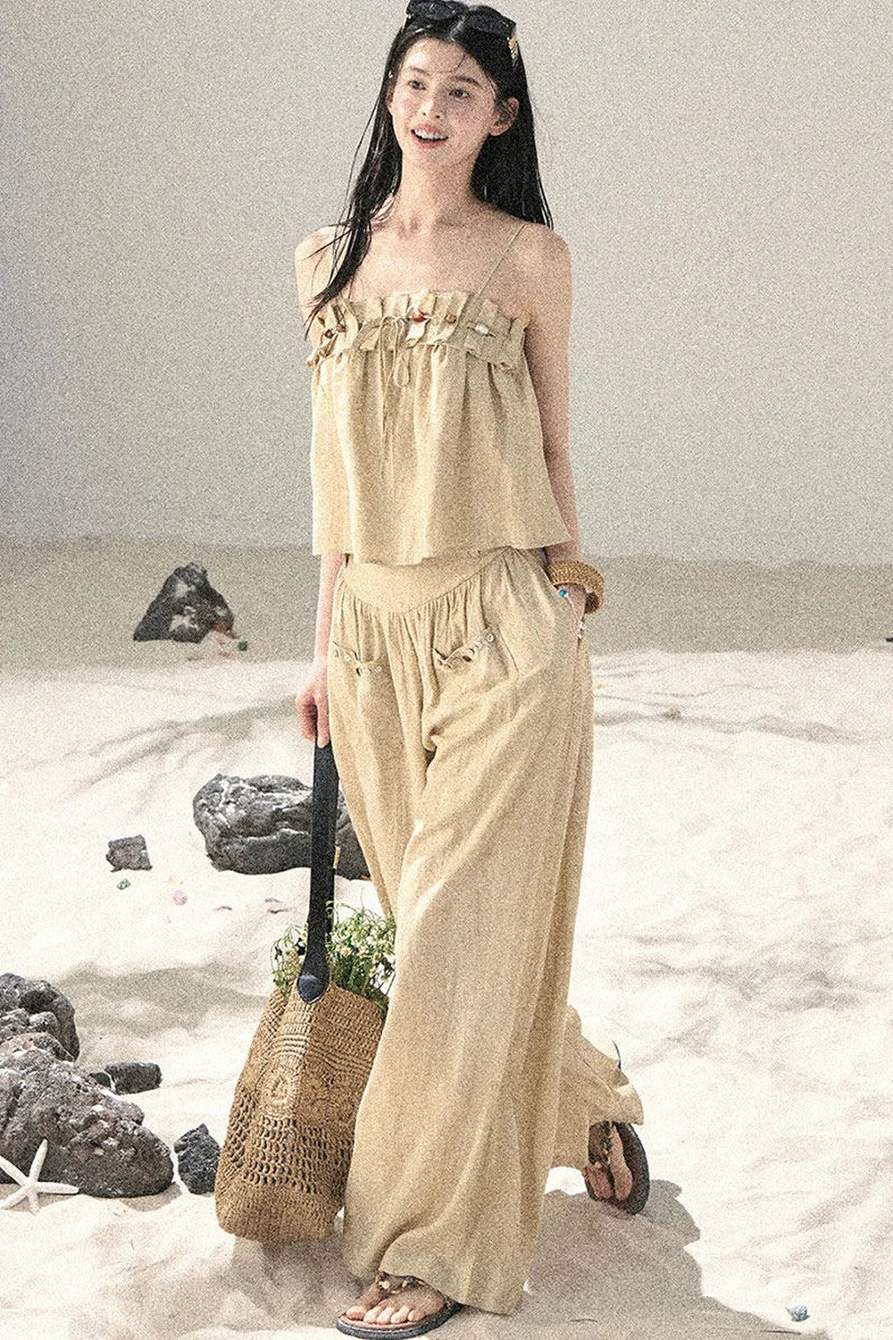 Korean Casual Camisole & Pants Set-Up