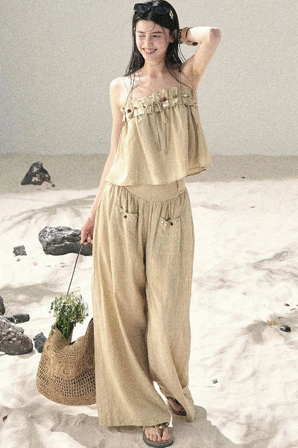 Korean Casual Camisole & Pants Set-Up