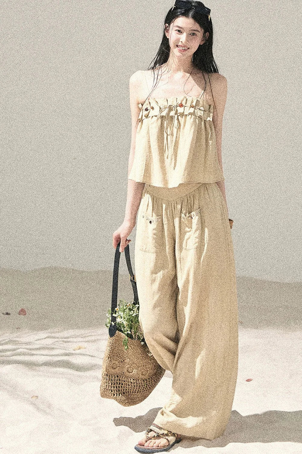 Korean Casual Camisole & Pants Set-Up