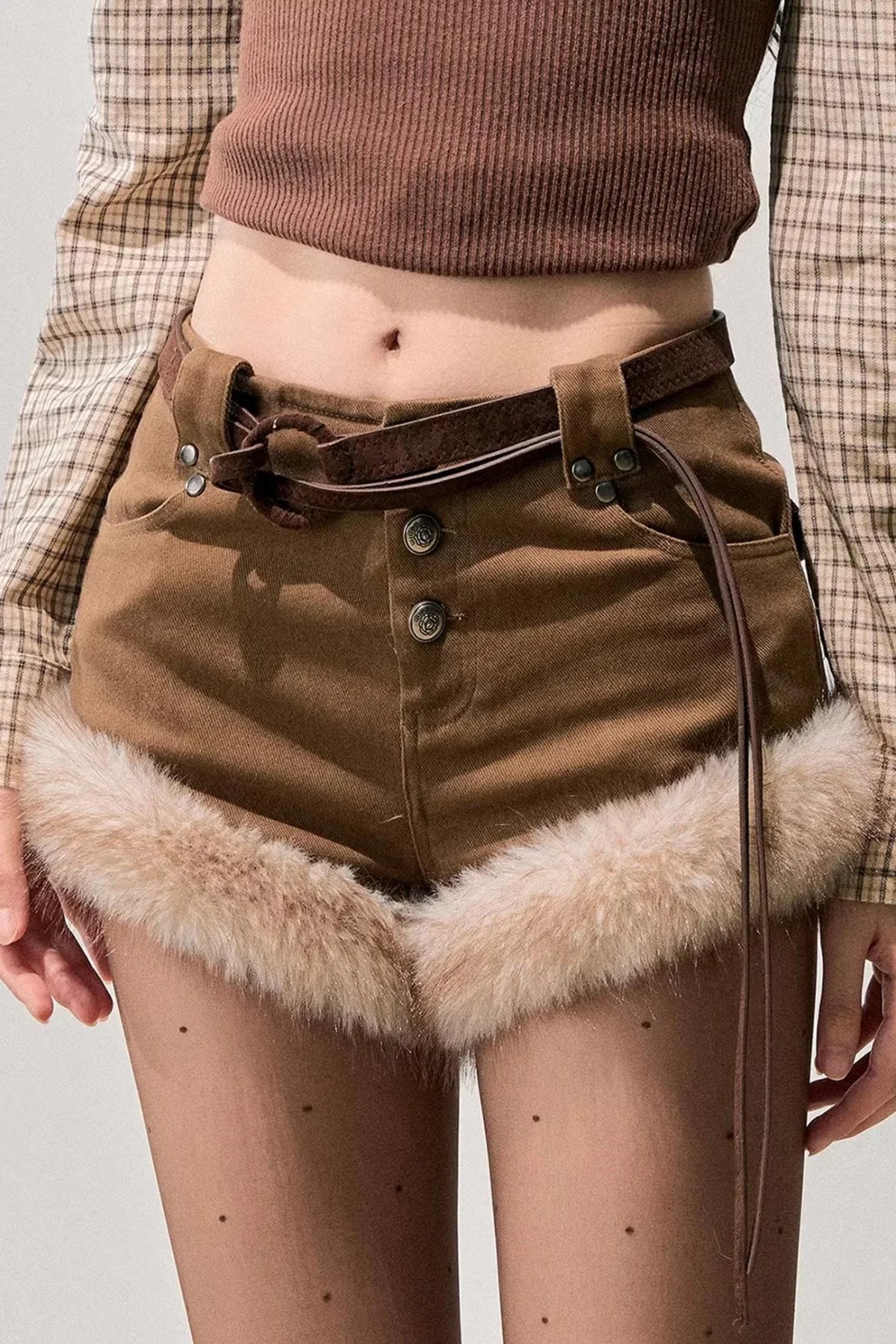 Korean Faux Fur Wide-Leg Pants