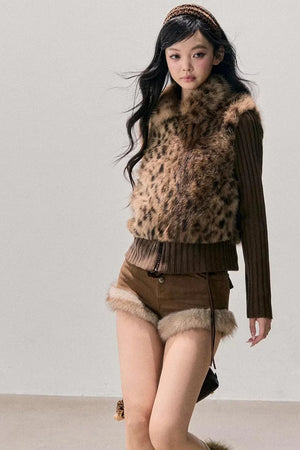 Korean Faux Fur Wide-Leg Pants