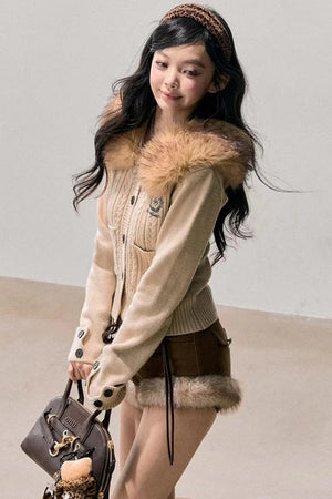 Korean Faux Fur Wide-Leg Pants