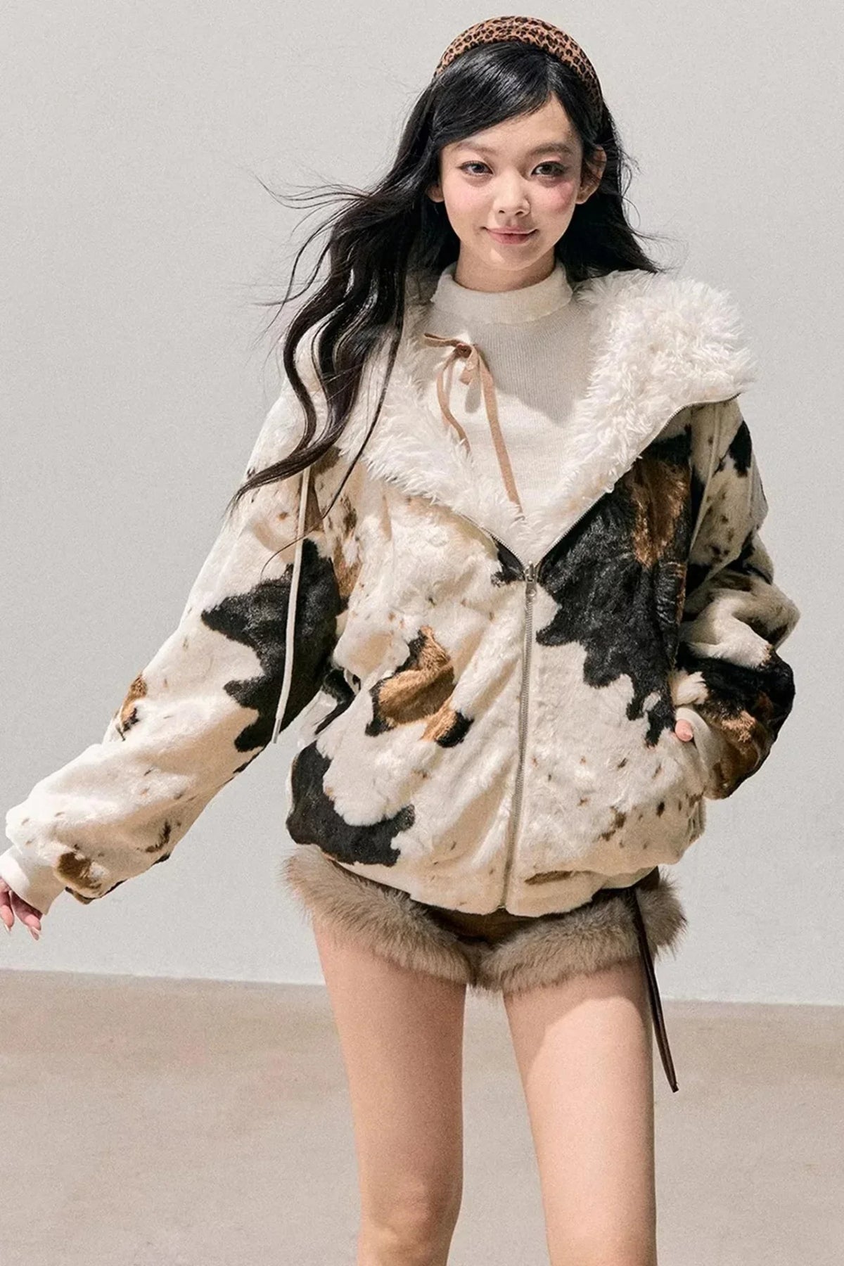 Korean Faux Fur Wide-Leg Pants