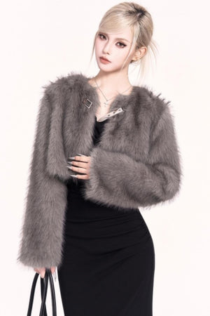 Korean High-End Cropped Fur Jacket