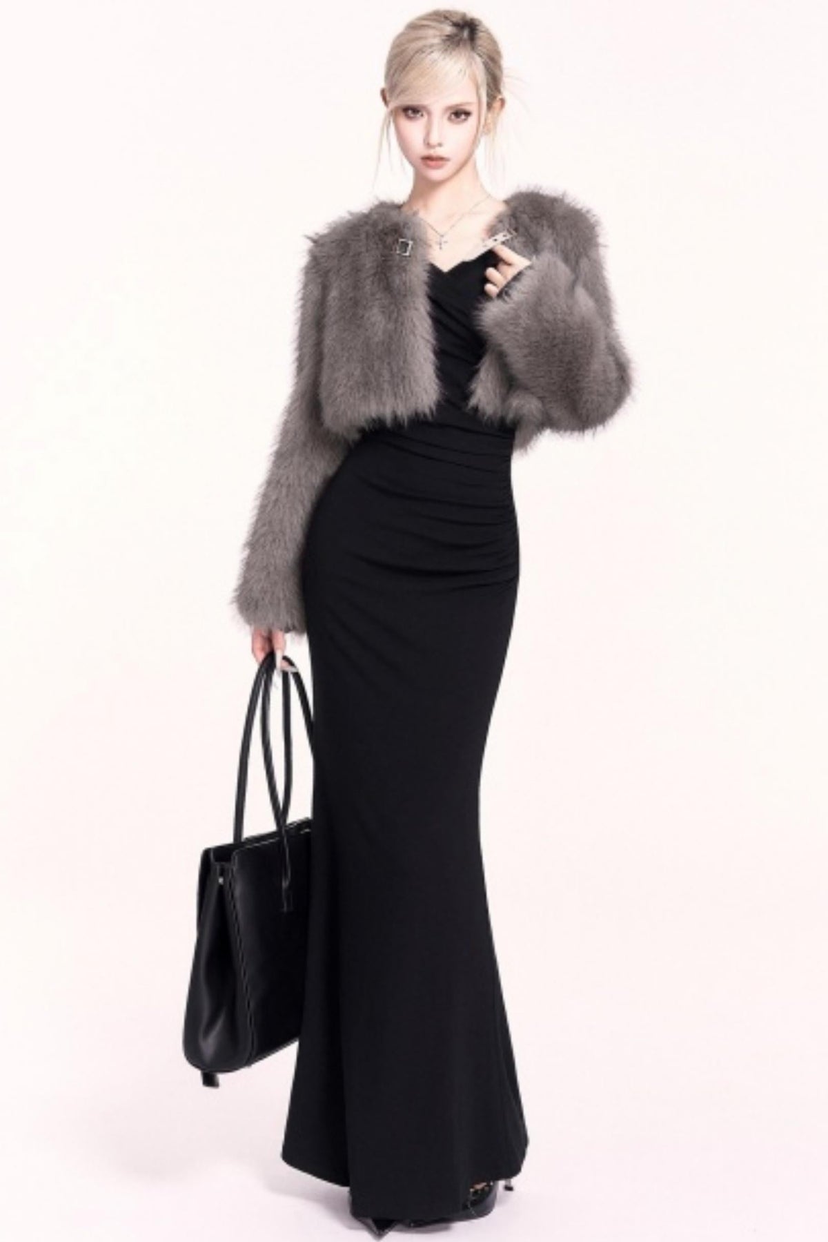 Korean High-End Cropped Fur Jacket
