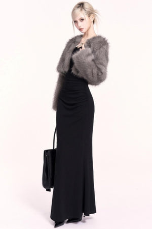 Korean High-End Cropped Fur Jacket