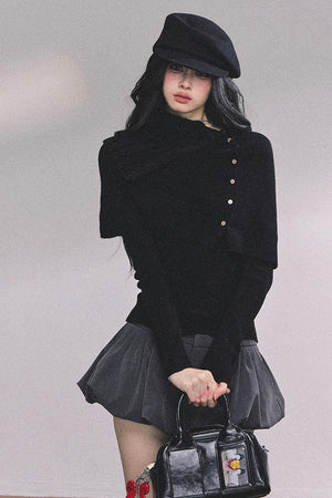 Korean Knit T-Shirt Shawl Set