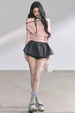 Korean Pink Halterneck Top